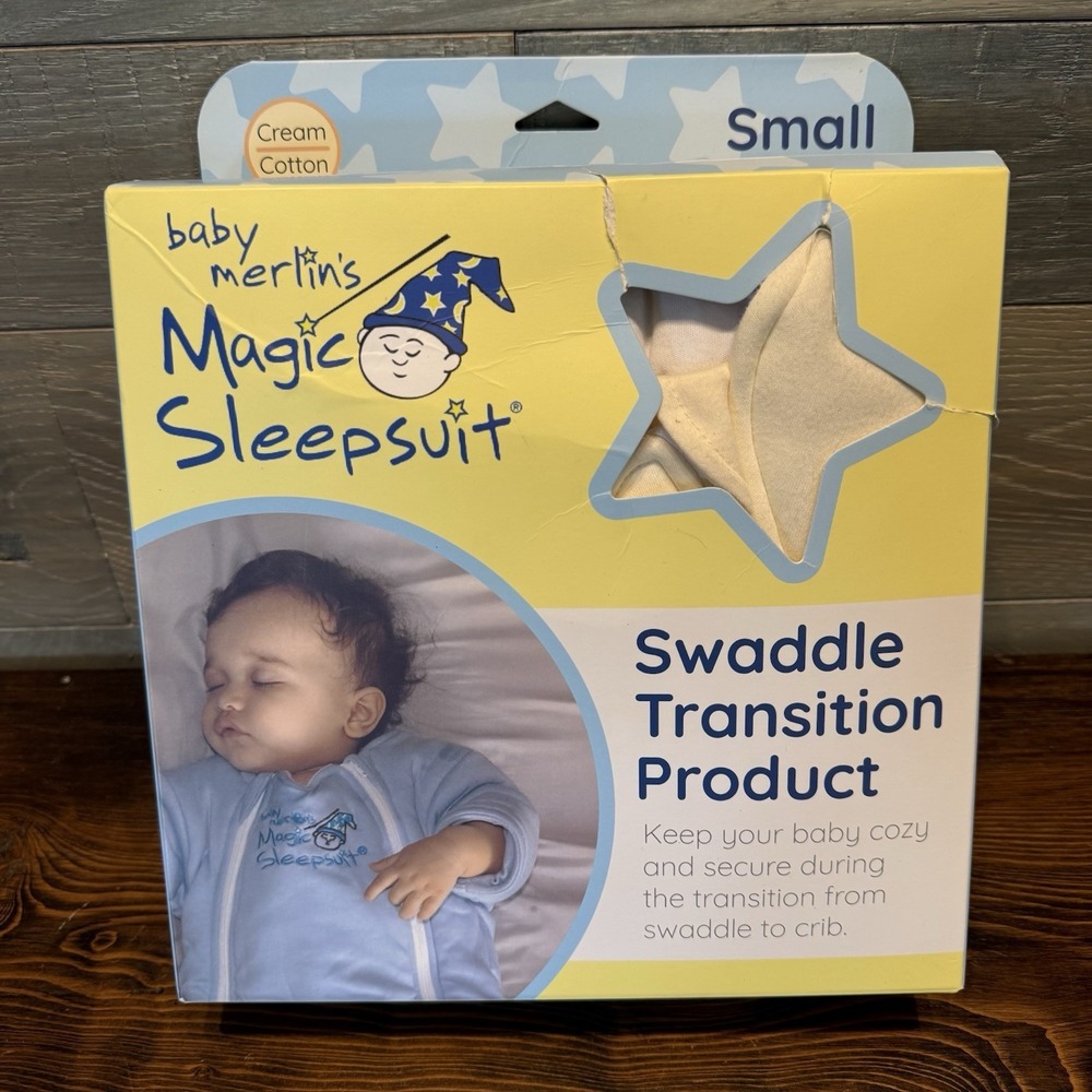 Baby Merlin's Magic Sleepsuit Small 3/6 Months Cream Swaddle Transition NWT READ